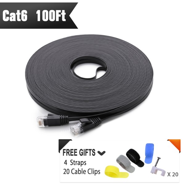 Cat 6 Ethernet Cable 100 ft （Black）