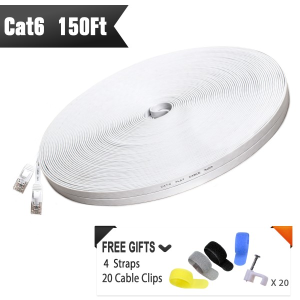 Cat 6 Ethernet Cable 150 ft （White ）