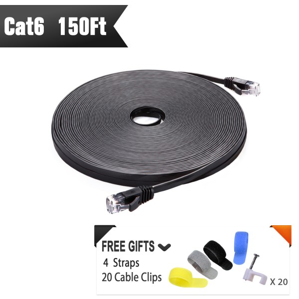 Cat 6 Ethernet Cable 150 ft（Black ） 