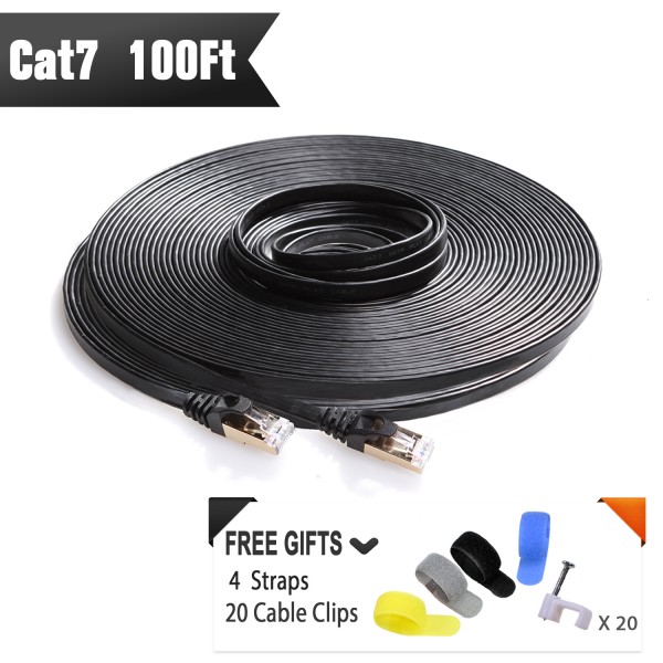 Cat 7 Shielded Ethernet Cable 100 ft (Black)