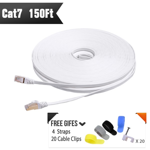 Cat 7 Shielded Ethernet Cable 150ft (White)
