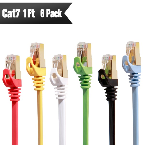 Cat 7 Ethernet Cable 1 ft 6 Pack (Color)