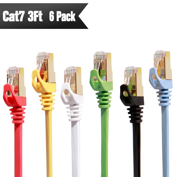 Cat 7 Ethernet Cable 3 ft 6 Pack (Color)