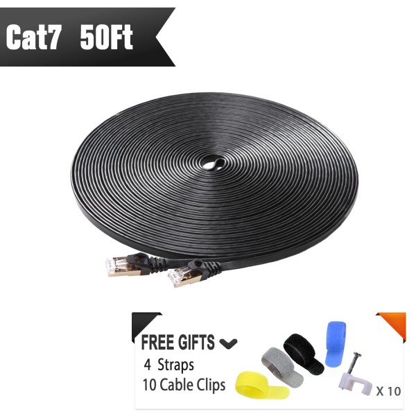 Cat 7 Shielded Ethernet Cable 50 ft (Black)