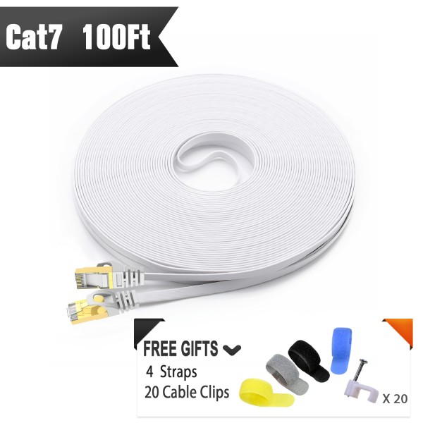 Cat 7 Shielded Ethernet Cable 100 ft (White)