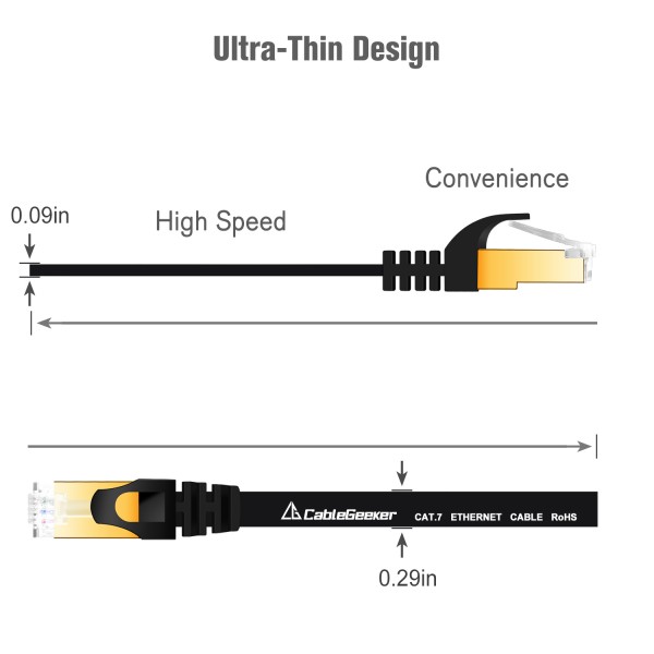 Cat 7 Shielded Ethernet Cable 25 ft (Black)