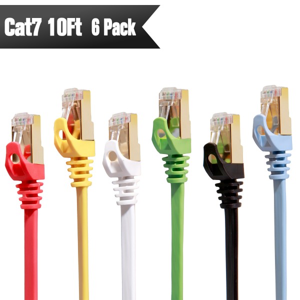 Cat 7 Ethernet Cable 10 ft 6 Pack (Color)