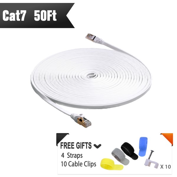 Cat 7 Shielded Ethernet Patch Cable 50 ft (White) 
